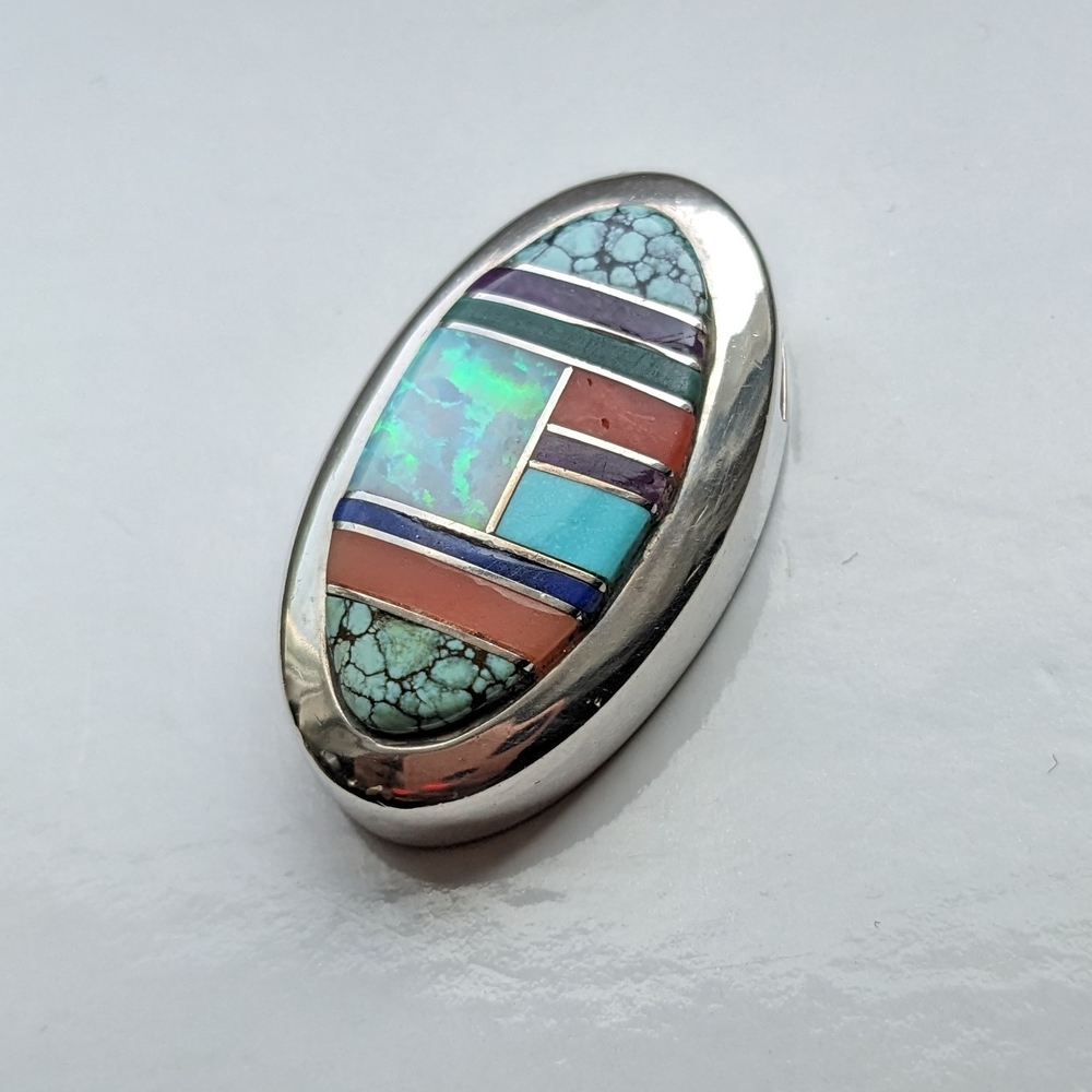 First Natives Sterling Silver Multicolor Gemstone Pendant